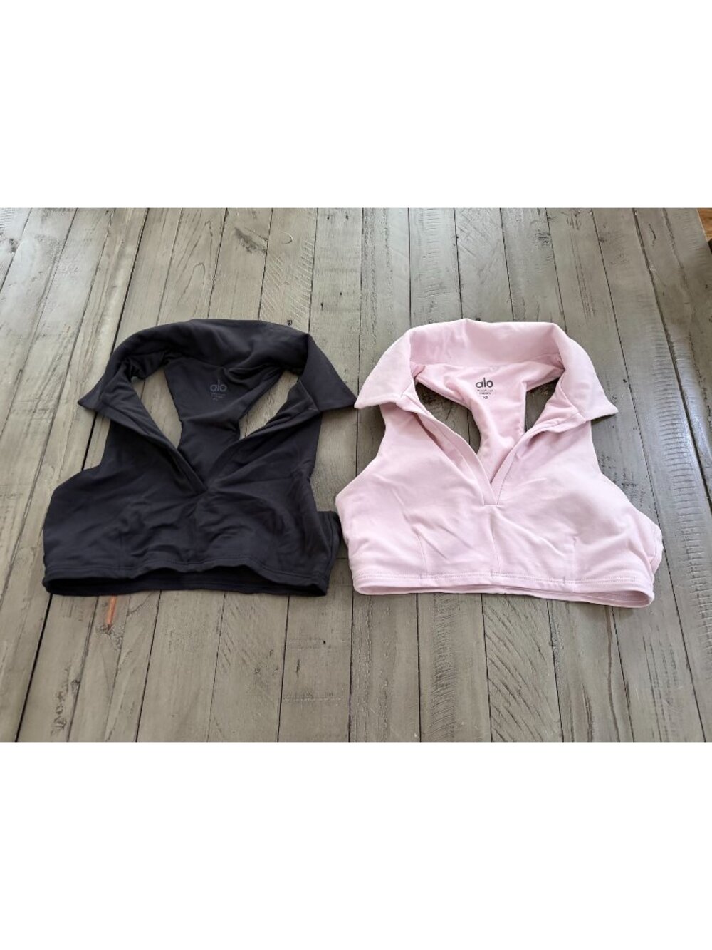 ALO Yoga Charmed Collar Bra Tank Size XS Lot of 2 Pink + Black